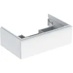 Mueble bajo Geberit iCon para lavabo, con un cajón: Ancho de lavabo=75cm, Cuerpo y frontal: blanco/cubierto de alto brillo, Tirador: blanco/con pintura polvo al horno mate